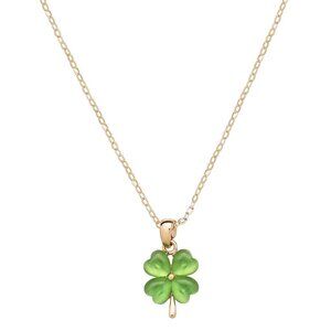 Shamrock Necklace 4 Four Leaf Clover Jewelry GOLD LIGHT GREEN 1383